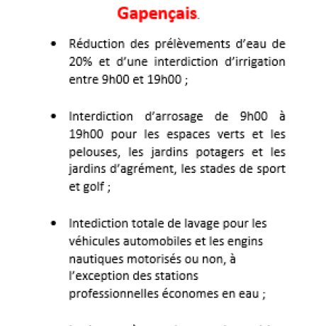 liste des restrictions