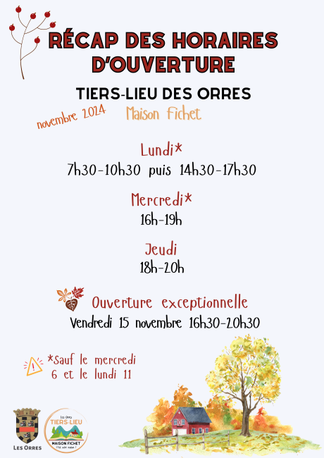 recap horaires nov